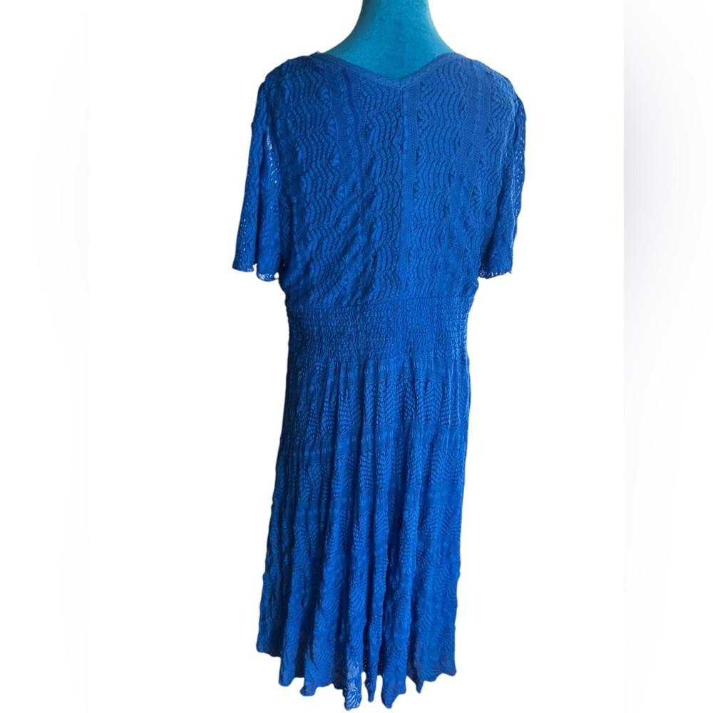 Blue Lace Overlay midi Dress By Rabbit Rabbit Rabbit Designs SZ 18 - Picture 5 of 7